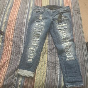 Torrid Premium Boyfriend Dark Slashed Jean 18 NWT